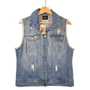 NWT BDG Denim Trucker Vest WOMENS SIZE MEDIUM Grunge Urban Outfitters Distressed